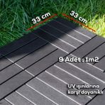 Porsima 1066 Bahçe Balkon Teras Zemin Paspası Banyo Paspası 6'lı Dış Mekan Yer Karosu Antrasit - 6lı