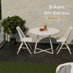 Porsima 1066 Bahçe Balkon Teras Zemin Paspası Banyo Paspası 9'lu Dış Mekan Yer Karosu Antrasit - 9lu
