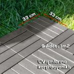 Porsima 1177 Bahçe Balkon Teras Zemin Paspası Banyo Paspası 9'lu Dış Mekan Yer Karosu Latte