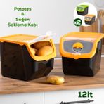 Porsima 1506 Turuncu 2'li Çok Amaçlı Plastik Patates Soğan Sarımsak Saklama Kutusu 12L - 12 lt
