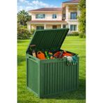 Porsima 161001-005 130LT Kilitli Organizer Kapaklı Bahçe Balkon Kiler Sandığı Çok Amaçlı Depolama Sandığı Yeşil