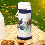 Porsima 161720-805 Çiçek Desenli Sıcak-Soğuk Içecekler Için Pompalı Termos 1.8lt