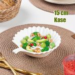 Porsima 1747N T Porselen Kase, Derin Salata Kase Sunum, Servis Kasesi Servis Tabağı Yaprak Desenli 15 Cm