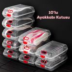 Porsima 204-10 Kadın ve Çocuk Ayakkabı Saklama Kutusu - Şeffaf Pratik Ayakkabı Kabı Düzenleyici Saklama Seti 10 Adet - kadın çocuk