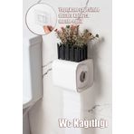 PORSIMA 2041 Yapışkanlı Banyo Tuvalet Kağıtlığı Wc Peçetelik Kağıtlık Tutucu Tuvalet Kağıt Organizeri Beyaz
