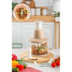 Porsima 232-2 Basmalı Pratik El Rondosu 3 Bıçaklı Blender Doğrayıcı 1000Ml Cappuccino