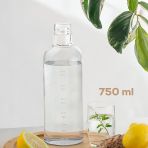 Porsima 2407 Borosilikat Cam Su Sisesi - Su Icme Saatli Dereceli Matara Suluk - Seffaf 750 Ml