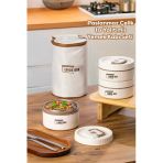 Porsima 3112 Isı Yalıtımlı Çanta 3 Parça Vakumlu Yemek Termosu Beslenme Kutusu Lunch Box Sefer Tası