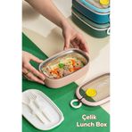 Porsima 3114 Vakumlu Lunch Box Yemek Termosu Kolay Kilitlenir Kendinden Kaşıklı Sefer Tası – 750ml Pembe