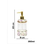 Porsima 3127-1 Gold Kapaklı Porselen Ve Cam Sıvı Sabunluk Çiçek Desenli Ve Şeffaf Tasarım 350 Ml Gold