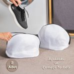 Porsima 3153 Fermuarlı Bölmeli 2li Çamaşır Yıkama Filesi Deforme Önleyici Ayakkabı Torbası 23x33CM