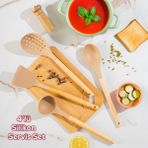 Porsima 3167 Bambu Silikon 4 Parça Servis Takımı Seti Cappuccino - Açık Kahverengi