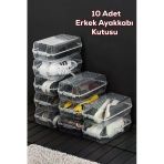 Porsima 3207 10 Adet Erkek Ayakkabı Saklama Kutusu - Şeffaf Pratik Ayakkabı Düzenleyici Saklama Seti