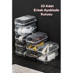 Porsima 3207 10 Adet Erkek Ayakkabı Saklama Kutusu - Şeffaf Pratik Ayakkabı Kabı Düzenleyici Saklama Seti ŞEFFAF