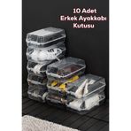 Porsima 3207 10 Adet Erkek Ayakkabı Saklama Kutusu - Şeffaf Pratik Ayakkabı Kabı Düzenleyici Saklama Seti