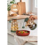 Porsima 3617 Kapaklı Borosilikat Cam 2li Yağlık Sirkelik Seti Yağdanlık Takımı 1000ml Yeşil