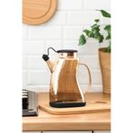 Porsima 3855-1 Şeffaf Borosilikat Cam Zeytinyağ Şişesi - Yağlık ve Sirkelik Siyah 1 lt