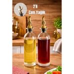 Porsima 3890 Gold Sızdırmaz Kapaklı Cam 2li Yağlık Sirkelik Yağdanlık Seti 500+500 ml