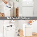 Porsima 4147 Hareket Sensörlü Sessiz Kapatma Çöp Kutusu Banyo Mutfak Pilli Çöp Kovası Kapaklı Banyo Çöp Kovası 12 Litre