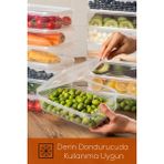Porsima 4363-10 Kendinden Kapaklı Derin Dondurucuya Uygun 10 Adet Saklama Kabı Hava Almaz Düzenleyici 1,5lt - 1,5 lt - Şeffaf