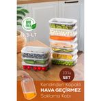 Porsima 4363-10 Kendinden Kapaklı Derin Dondurucuya Uygun 10 Adet Saklama Kabı Hava Almaz Düzenleyici 1,5Lt