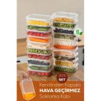 Porsima 4363-20 Kendinden Kapaklı Derin Dondurucuya Uygun 20 Adet Saklama Kabı Hava Almaz Düzenleyici 1,5Lt