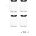 Porsima 4402 Bormio Metal Kapaklı 4lü Cam Kavanoz Seti Vakum Kapaklı Saklama Düzenleme Kabı Seti 900ML - Şeffaf - 900 ml