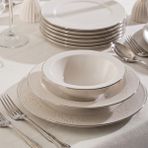 Porsima 4433 Burçak Platin Yaldızlı Yemek Takımı 24 Parça 6 Kişilik Yemek Seti