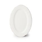 Porsima 4446 Tiffany Porselen Platin Fileli Kayık Tabak Seti - Oval Kahvaltılık Sunumluk Seti 30cm 2 Adet