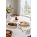 Porsima 4448 Tiffany Porselen Altın Fileli Kayık Tabak Seti - Oval Kahvaltılık Sunumluk Seti 25CM - 26 cm