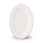 Porsima 4449 Tiffany Porselen Platin Fileli Kayık Tabak Seti - Oval Kahvaltılık Sunumluk Seti 25cm 2 Adet