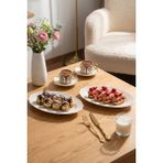 Porsima 4461 Gonca Porselen Kayık Tabak Seti - Oval Kahvaltılık Sunumluk Seti 25CM - 25 cm