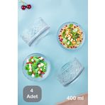 Porsima 4'lü Kesme Kristal Dondurmalık Cam Çerezlik Çerez Kasesi Magnolya Salata Kasesi 400 ml