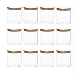 Porsima 5-4 Bambu Vakumlu Kapaklı Kare Borsilikat Cam 12li Kavanoz Seti Saklama Kabı 750ml 7,5x15cm
