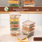 Porsima 5308 12LI Buzdolabı ve Difriz Düzenleyici Saklama Kabı Seti - Bpa Içermez, Mikrodalga Uyumlu, Kapaklı, Gıda Saklama Kabı, Cappuccino, 1 Lt - 12 Adet