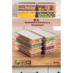 Porsima 5310 8Li Buzdolabı Organizeri Mikrodalga Ve Derin Dondurucu Buzluk Bakliyat Saklama Kabı - 2Lt Cappuccino