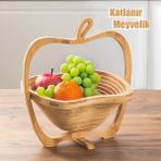 Porsima 9263-25 Bambu Meyve Ekmek Sepeti Çok Amaçlı Ekmeklik Ekmek Saklama Kabı 30X23,5