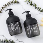 Porsima C-527 2'li Cool Sıvı Sabunluk Seti - Siyah Cam 425 Ml