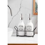 Porsima Gümüş Kapaklı Porselen 2li Sıvı Sabunluk – Beyaz 700 ml 3115