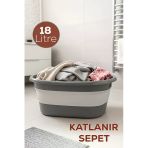 Porsima L-00959-2 Akordiyon Katlanır Sepet Katlanabilir Çamaşır Sepeti Orta Boy Katlanır Çamaşır Sepeti 18Lt