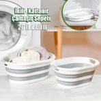 Porsima LA-550 2'li Katlanabilir Akordiyon Silikon Çamaşır Sepeti 40LT Pratik ve Dayanıklı