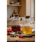 Porsima LM-0109 Livra Kapaklı Borosilikat Cam 2li Yağlık Sirkelik Yağdanlık Seti 1000ml