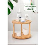 Porsima M9263-35 360° Döner Standlı Bambu Sunumluk Organizer-2 Katlı Baharatlık Düzenleyici Stand 24,5x6 cm