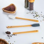 Porsima Mıen 3 Parça Mini Silikon Kaşık Spatula Fırça - Yanmaz Yapışmaz Hazırlık Seti - 23 cm