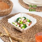 Porsima Opal Cam Servis Tabağı Salata Çerez Sunum Meze Yemek Kasesi 15 Cm - Kare Desenli
