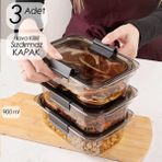 Porsima ORG-130 Çok Amaçlı 0,90 Lt 3 lü Hava Aldırmaz Kristal Saklama Kabı Seti Füme - 1 Adet