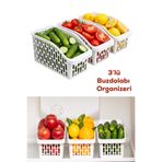 Porsima Org-20 3 Lü Çok Amaçlı Buzdolabı İçi Düzenleyici Sebze Meyve Organizer Sepet