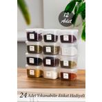 Porsima Org-430 12li Etiketli Baharatlık - Bakliyat Saklama Kabı - Erzak Saklama Kabı Seti Şeffaf 600 ml