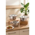 Porsima Özkent K-416 Gurme 3lü Paslanmaz Çelik 6 Parça Derin Tencere Seti 18-20-22CM