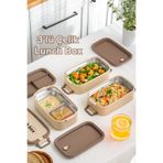 Porsima Paslanmaz Çelik 3 Katlı 4 Bölmeli Yemek Termosu Beslenme Kutusu Taşınabilir Lunch Box Sefer Tası